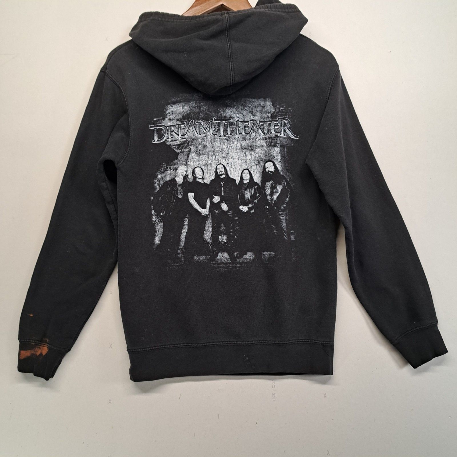 Dream Theater Band Hoodie Mens Small Black Faded Thrashed Progressive Metal
